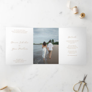 Invitation Trois Volets Mariage Moderne Taupe Minimaliste