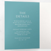 Invitation Trois Volets Mariage moderne Turquoise élégant (Intérieur en premier)