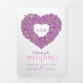 Invitation Trois Volets Mariage monogramme de l'art cardiaque des tulipes (Page de couverture)