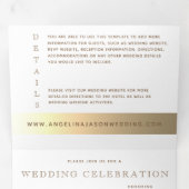 Invitation Trois Volets Mariage Monogramme Doré (Intérieur en premier)