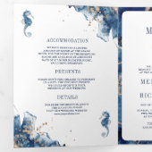 Invitation Trois Volets Mariage Monogramme Marin de la Marine & Code QR (Intérieur en premier)