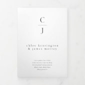 Invitation Trois Volets Mariage Monogramme moderne noir blanc photo QR Cod (Page de couverture)
