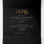 Invitation Trois Volets Mariage Monogramme Noir Tout en un mis à jour (Intérieur au milieu)