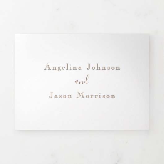 Invitation Trois Volets Mariage Monogramme Or (Page de couverture)