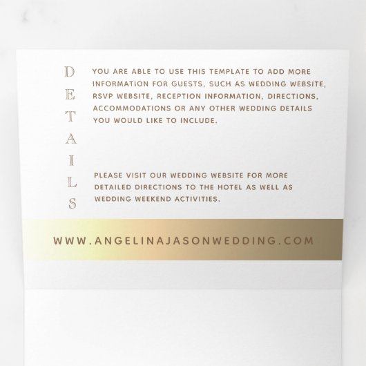 Invitation Trois Volets Mariage Monogramme Or (Intérieur en premier)