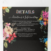 Invitation Trois Volets Mariage Moody foncé de Fleurs pressées (Intérieur en premier)