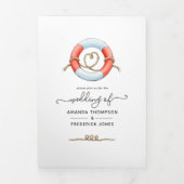 Invitation Trois Volets Mariage nautique baleine (Page de couverture)