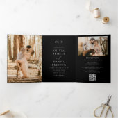 Invitation Trois Volets Mariage noir à deux photos moderne (Intérieur)