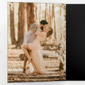 Invitation Trois Volets Mariage noir à deux photos moderne (Intérieur en premier)