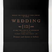 Invitation Trois Volets mariage noir de rose de parties scintillant en cui (Intérieur au milieu)