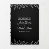 Invitation Trois Volets Mariage noir et blanc Feuille élégant (Page de couverture)