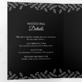 Invitation Trois Volets Mariage noir et blanc Feuille élégant (Intérieur en premier)