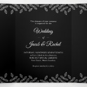 Invitation Trois Volets Mariage noir et blanc Feuille élégant (Intérieur au milieu)