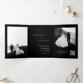 Invitation Trois Volets Mariage noir photo moderne tendance (Intérieur)