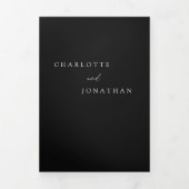 Invitation Trois Volets Mariage noir photo moderne tendance (Page de couverture)