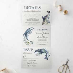 Invitation Trois Volets Mariage océanique