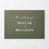 Invitation Trois Volets Mariage Ombre rose pâle et vert simple (Page de couverture)