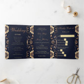 Invitation Trois Volets Mariage Or Chic Midnight (Intérieur)