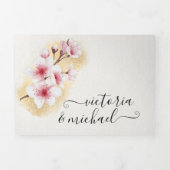 Invitation Trois Volets Mariage or doux asiatique (Page de couverture)