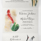 Invitation Trois Volets Mariage or doux asiatique (Intérieur au milieu)