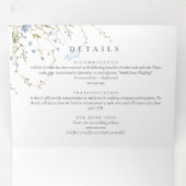 Invitation Trois Volets Mariage périphérique Fleur sauvage bleu, tous allu (Intérieur en premier)