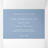 Invitation Trois Volets Mariage périphérique Fleur sauvage bleu, tous allu (Intérieur au milieu)