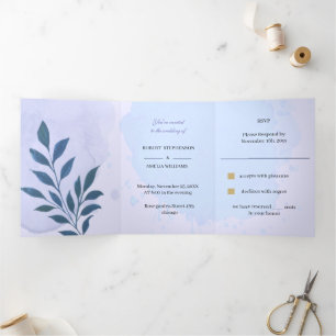 Invitation Trois Volets Mariage personnalisé Elegan Bleu esthétique