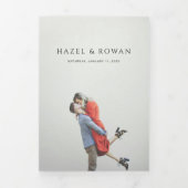 Invitation Trois Volets Mariage photo avec QR code moderne simple (Page de couverture)