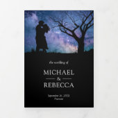 Invitation Trois Volets Mariage photo Blue Galaxy Romantic Couple (Page de couverture)