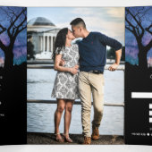 Invitation Trois Volets Mariage photo Blue Galaxy Romantic Couple (Intérieur au milieu)