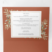 Invitation Trois Volets Mariage photo Botanical Green Terracotta (Intérieur en premier)