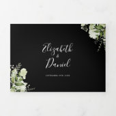 Invitation Trois Volets Mariage Photo Botanique Noir Et Blanc (Page de couverture)