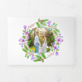 Invitation Trois Volets Mariage photo couleur d'aquarelle violet (Page de couverture)