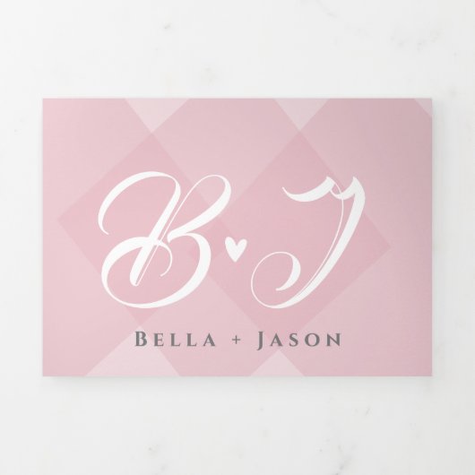 Invitation Trois Volets Mariage photo couleur rose pastel élégant (Page de couverture)