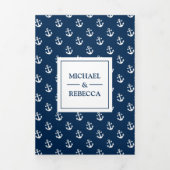 Invitation Trois Volets Mariage Photo d'Ancre Bleu Marine (Page de couverture)