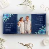 Invitation Trois Volets Mariage photo de couleur bleu minuit