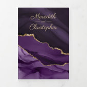 Invitation Trois Volets Mariage photo de la Parties scintillant d'or viole (Page de couverture)