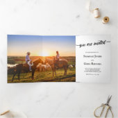 Invitation Trois Volets Mariage photo de script de pinceau de charme (Intérieur)