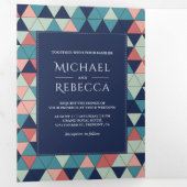 Invitation Trois Volets Mariage photo des triangles géométriques modernes (Intérieur en premier)
