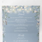 Invitation Trois Volets Mariage photo Dusty Blue Floral (Intérieur en premier)