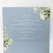 Invitation Trois Volets Mariage photo Dusty Blue Greenery Gold Arch (Intérieur en premier)