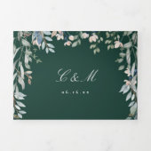 Invitation Trois Volets Mariage photo Emerald Green Floral Fleur sauvage (Page de couverture)