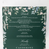 Invitation Trois Volets Mariage photo Emerald Green Floral Fleur sauvage (Intérieur en premier)