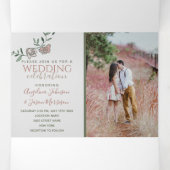 Invitation Trois Volets Mariage photo en terre cuite moderne (Intérieur au milieu)