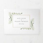 Invitation Trois Volets Mariage photo Feuille Botanical Greenery (Page de couverture)