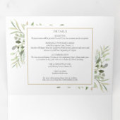 Invitation Trois Volets Mariage photo Feuille Botanical Greenery (Intérieur en premier)
