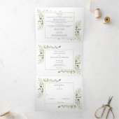 Invitation Trois Volets Mariage photo Feuille Botanical Greenery (Intérieur)