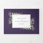 Invitation Trois Volets Mariage photo Feuille de Purple Botanical Greenery (Page de couverture)