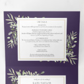 Invitation Trois Volets Mariage photo Feuille de Purple Botanical Greenery (Intérieur en premier)