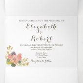 Invitation Trois Volets Mariage photo floral aquarelle (Intérieur au milieu)